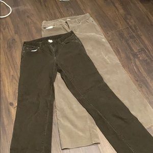 2 pairs JCrew corduroy tan and brown pants